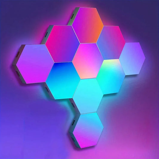 RGB LED Hexagon Wall Light – Bluetooth Honeycomb Lamp with Remote Control