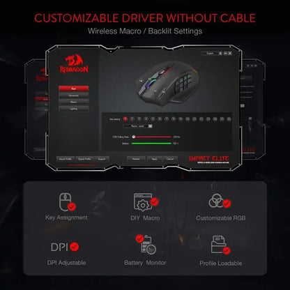 Redragon M810 Pro Wireless RGB Mouse – Black/White