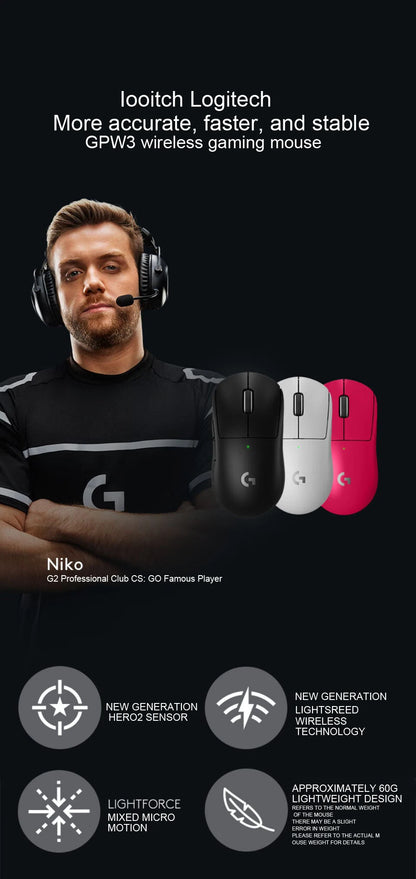 Logitech PRO X Superlight 2 Wireless Gaming Mouse – HERO 25K Sensor, 60g Ultra-Lightweight
