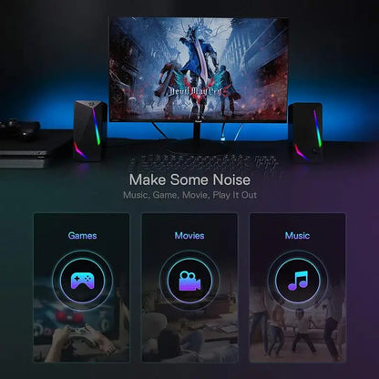 Redragon GS510 Waltz RGB Desktop Speakers – 2.0 Channel PC Stereo with LED Backlight & Enhanced Bass