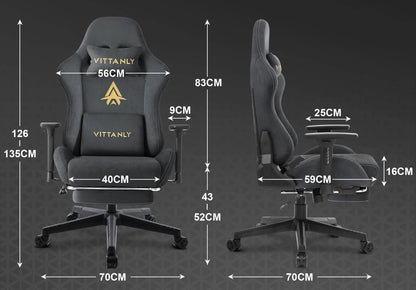 Measurement chart of a Vittanyly office chair with dimensions and weight capacity.